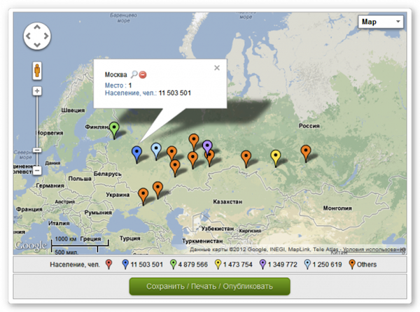 «BatchGeo» – быстрое отображение данных на интерактивной карте