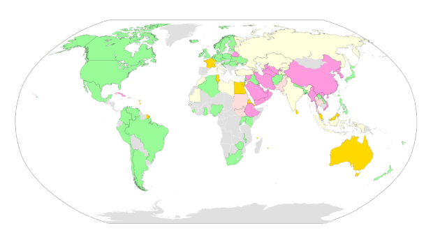Карта распространения цензуры в разных странах