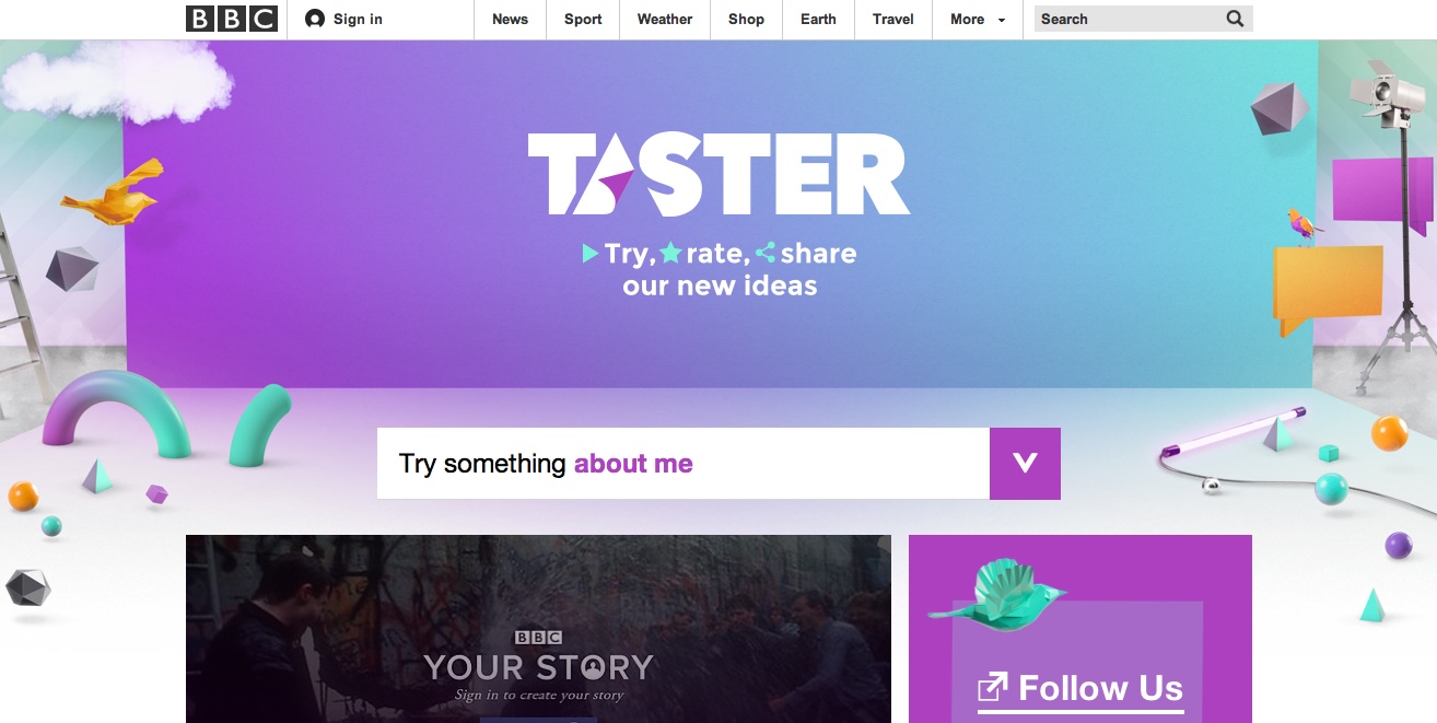 BBC запустила онлайн-платформу Taster для экспериментов с мультимедиапроектами