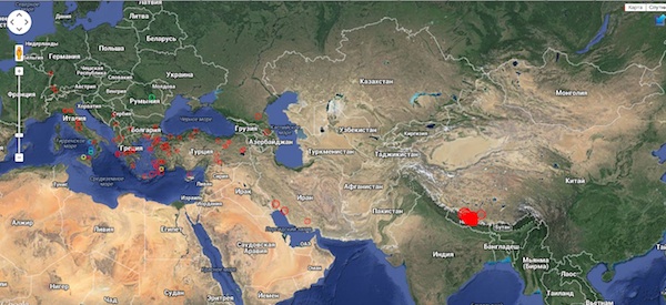 На сайте EMSC в режиме реального времени можно найти карту с эпицентрами последних землетрясений. 