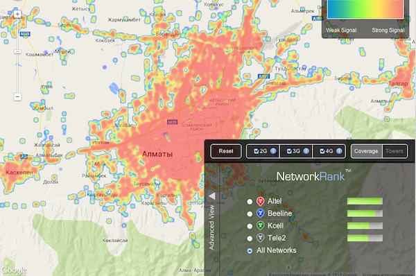 Opensignal карта вышек