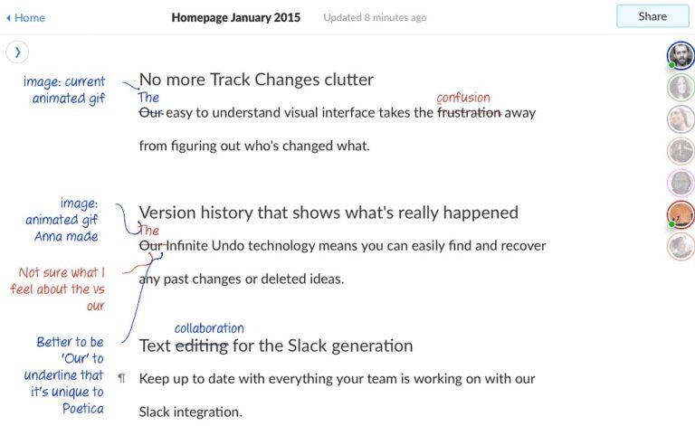 Poetica.com — сервис для совместного редактирования документов